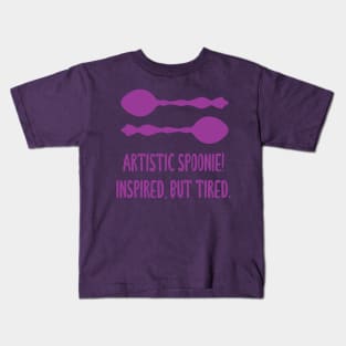 Artistic Spoonie! Inspired But Tired. (Pink) Kids T-Shirt